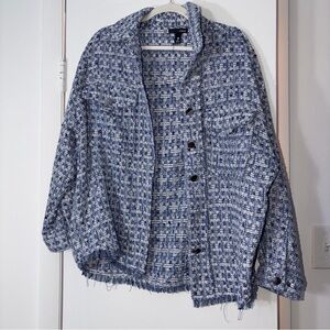 Aqua Blue Tweed w/ Silver Hardware Jacket-Blazer